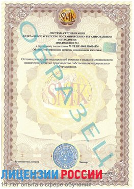 Образец сертификата соответствия (приложение) Коркино Сертификат ISO 13485